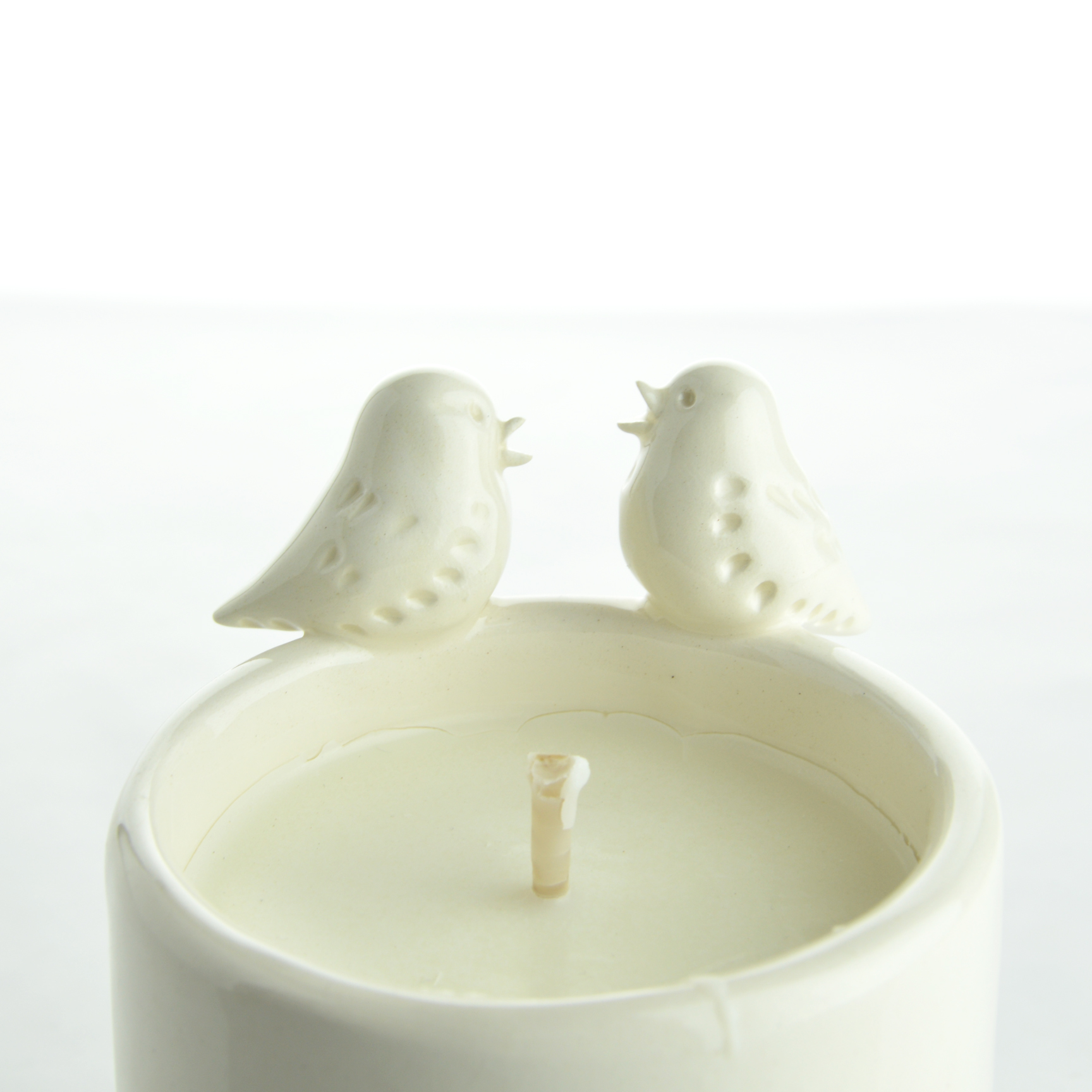 Bougie moineaux "Duetto" à la cire végétale de soja. Fabrication française.